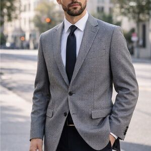 Joseph Abboud Gray Houndstooth Blazer 38R Wool Silk Sport Coat USA Made